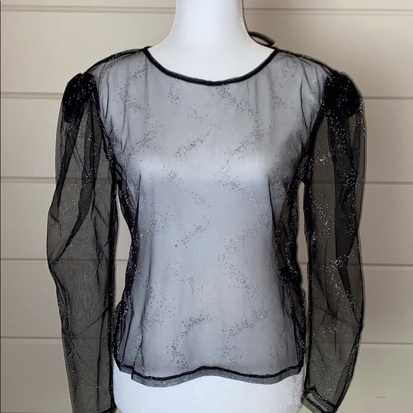 TOPSHOP Crystal Embellished Sheer Mesh Top - Picture 6 of 13